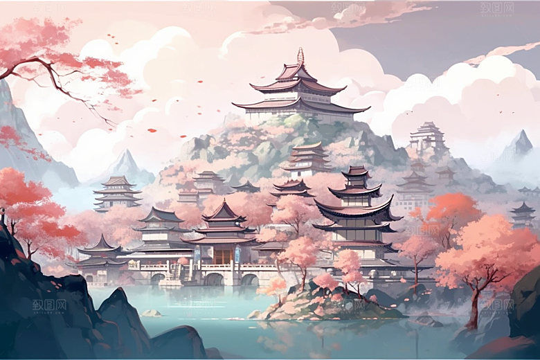 治愈风景唯美自然插画