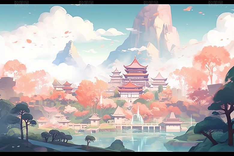 治愈风景春天自然插画