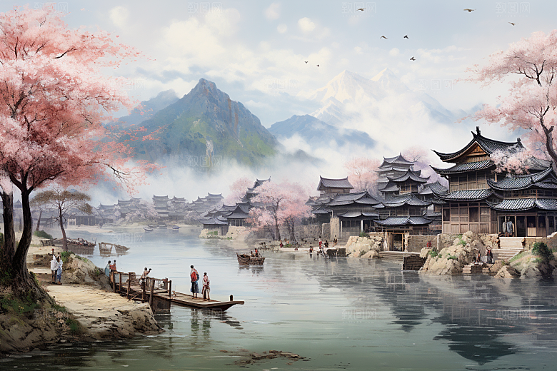 治愈风景自然风光插画