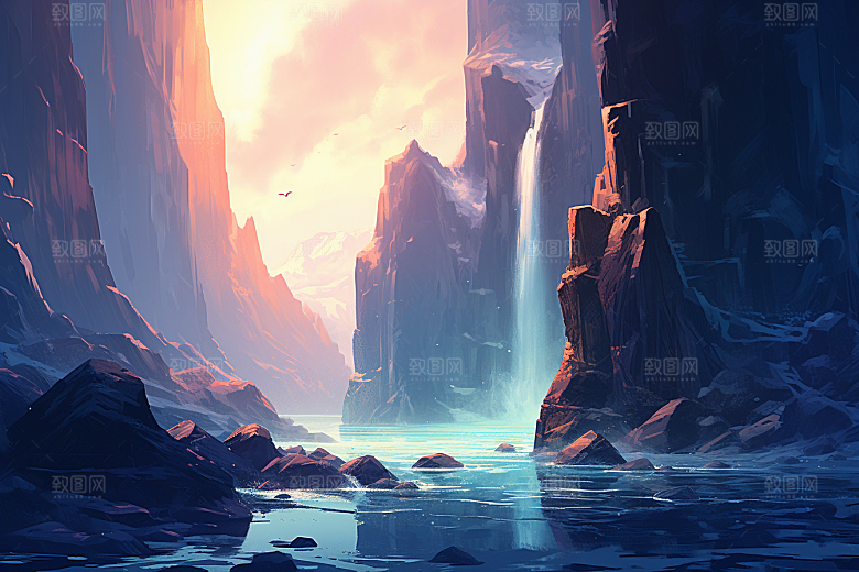 治愈风景春天自然插画