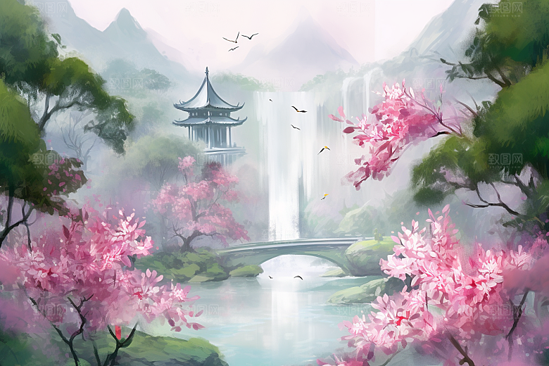 治愈风景唯美高清插画