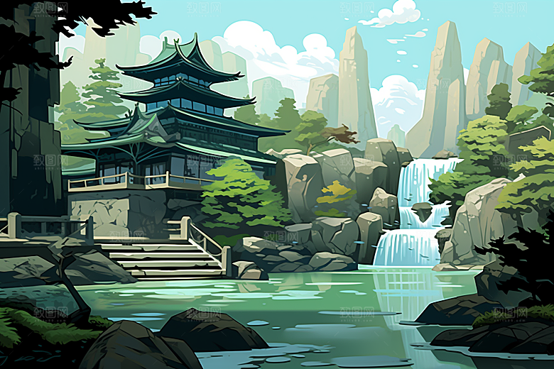 治愈风景春天高清插画