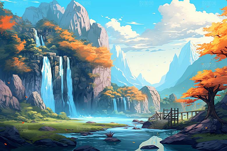 治愈风景高清春天插画