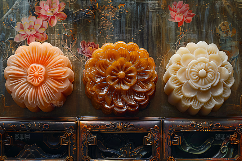 中秋月饼中秋节糕点摄影图