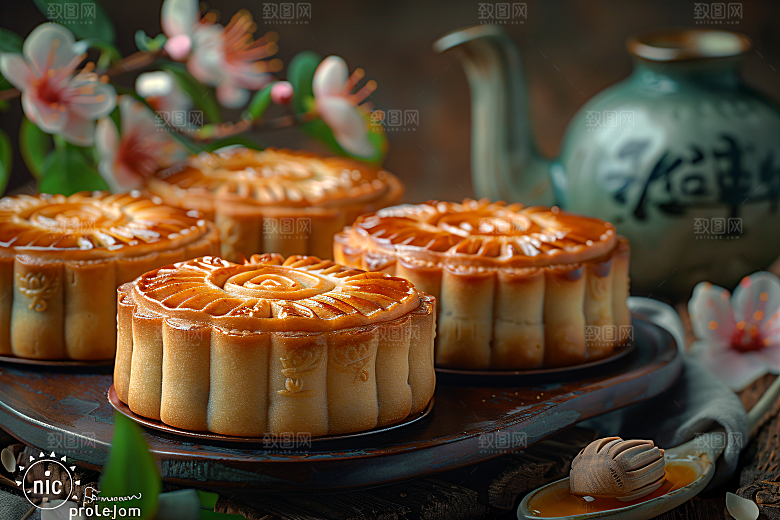 中秋月饼美食传统节日摄影图