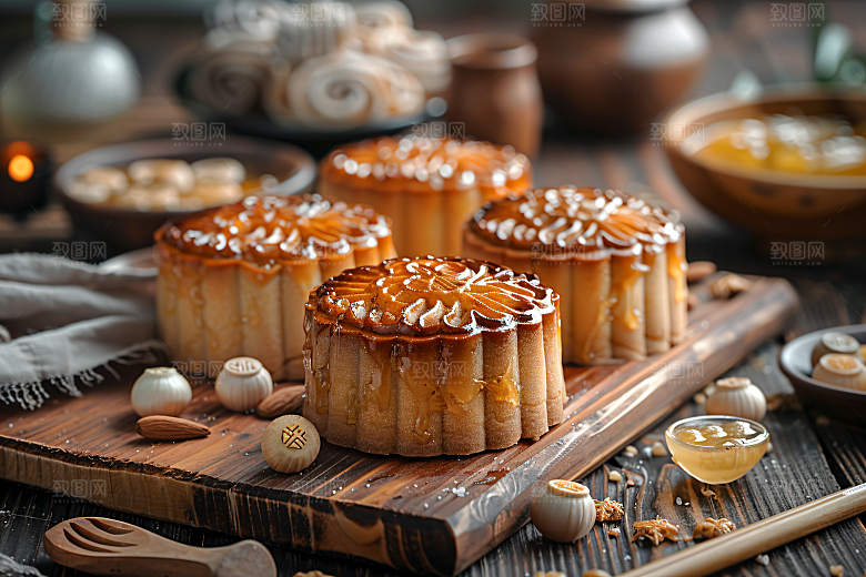 中秋月饼美食广式月饼摄影图