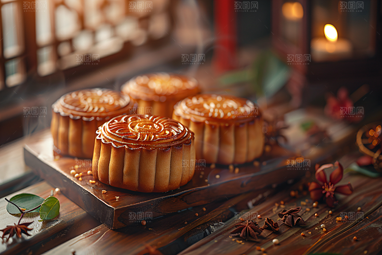 中秋月饼美食广式月饼摄影图