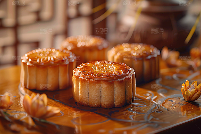 中秋月饼糕点习俗摄影图