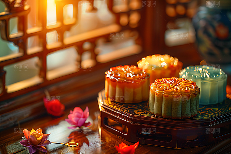中秋月饼传统节日习俗摄影图