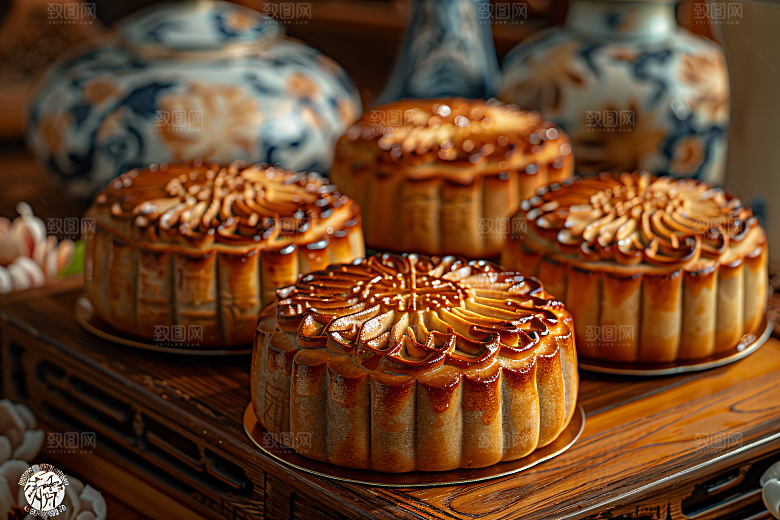 中秋月饼美味传统节日摄影图