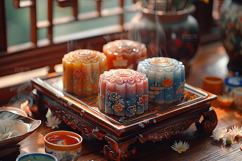 中秋月饼文化习俗摄影图
