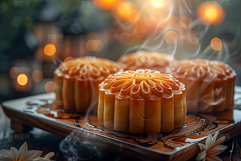 中秋月饼美味广式月饼摄影图