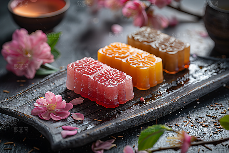 中秋月饼美味中秋节摄影图