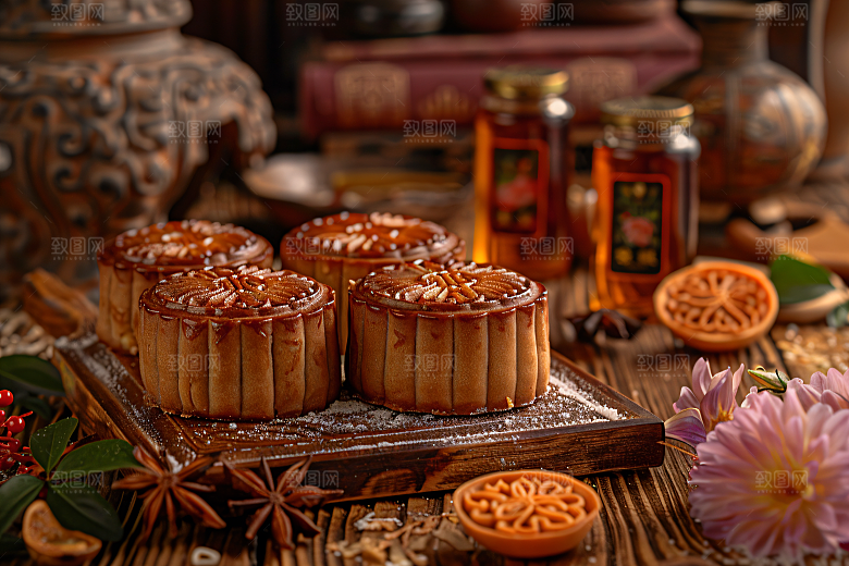 中秋月饼传统节日习俗摄影图
