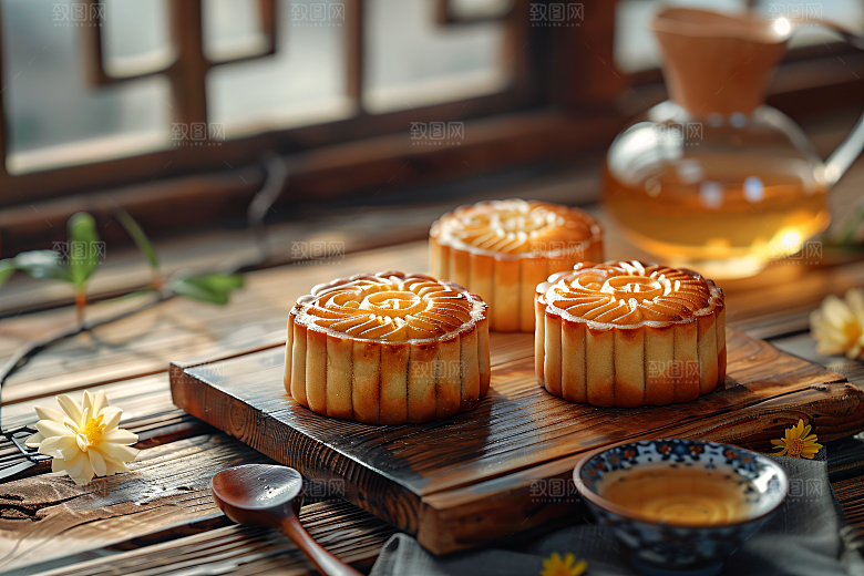 中秋月饼美食高清摄影图