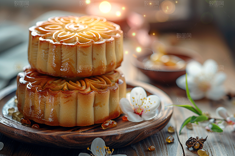 中秋月饼传统美食传统节日摄影图