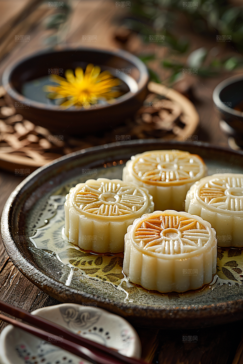 中秋月饼美食糕点摄影图