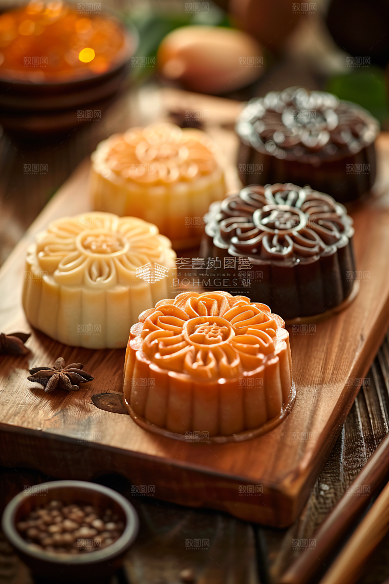 中秋月饼莲蓉月饼美味摄影图