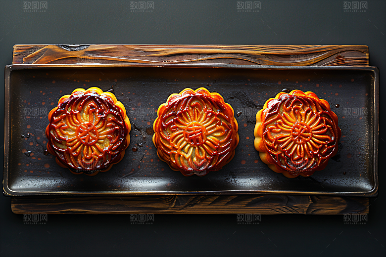 中秋月饼甜点习俗摄影图