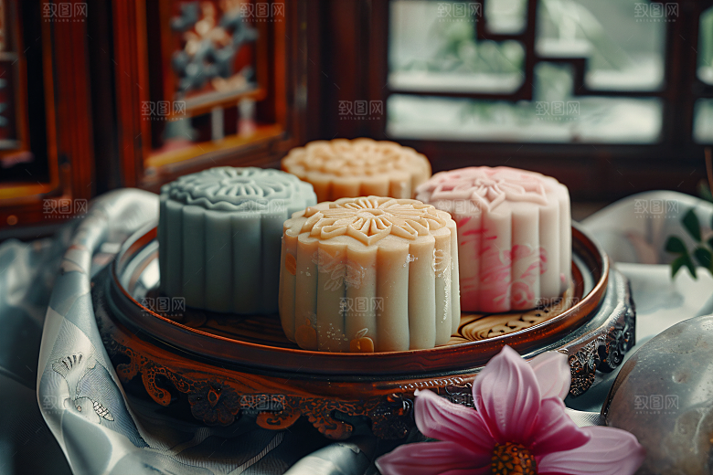 中秋月饼中秋节文化摄影图