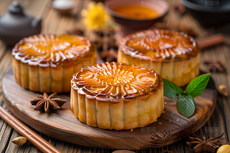 中秋月饼美食传统节日摄影图
