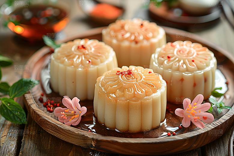 中秋月饼美食糕点摄影图