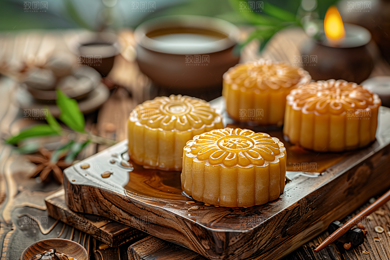 中秋月饼文化美味摄影图