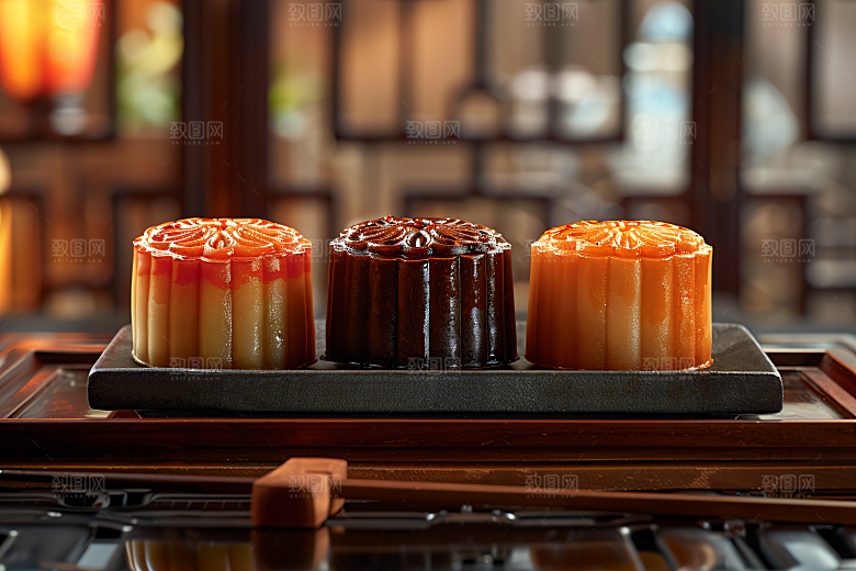 中秋月饼中秋节美食摄影图
