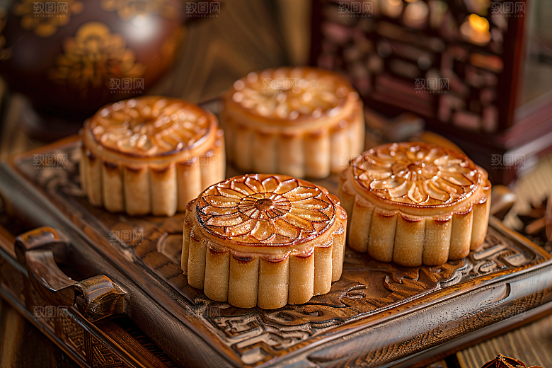 中秋月饼广式月饼美食摄影图