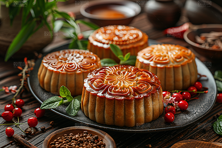 中秋月饼广式月饼习俗摄影图