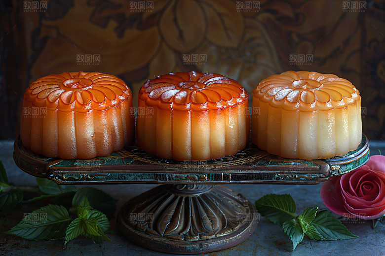 中秋月饼糕点习俗摄影图