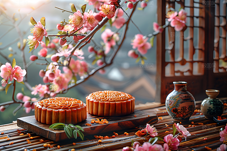 中秋月饼美食高清摄影图