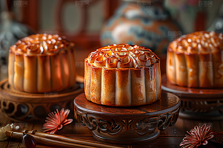中秋月饼美食高清摄影图