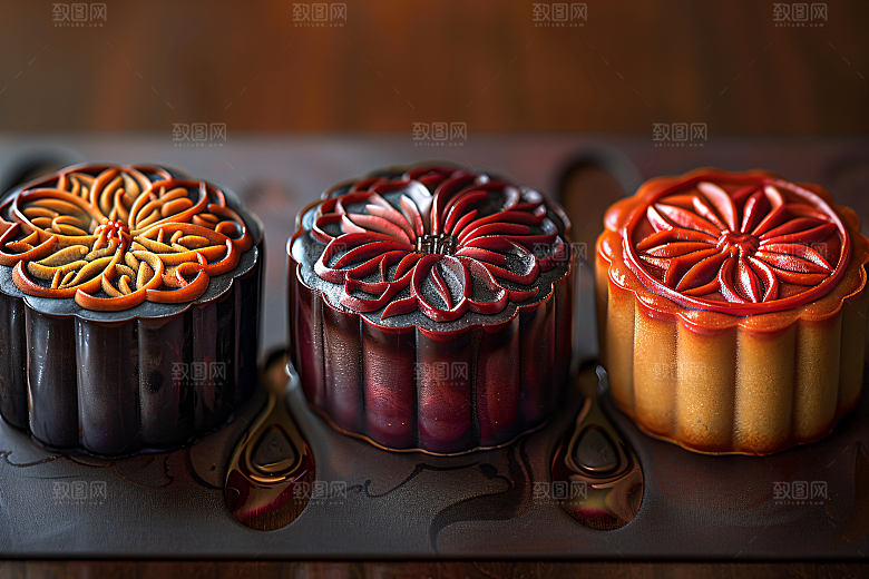 中秋月饼美食中秋节摄影图