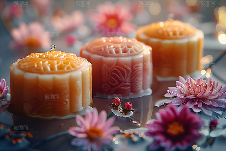 中秋月饼糕点习俗摄影图