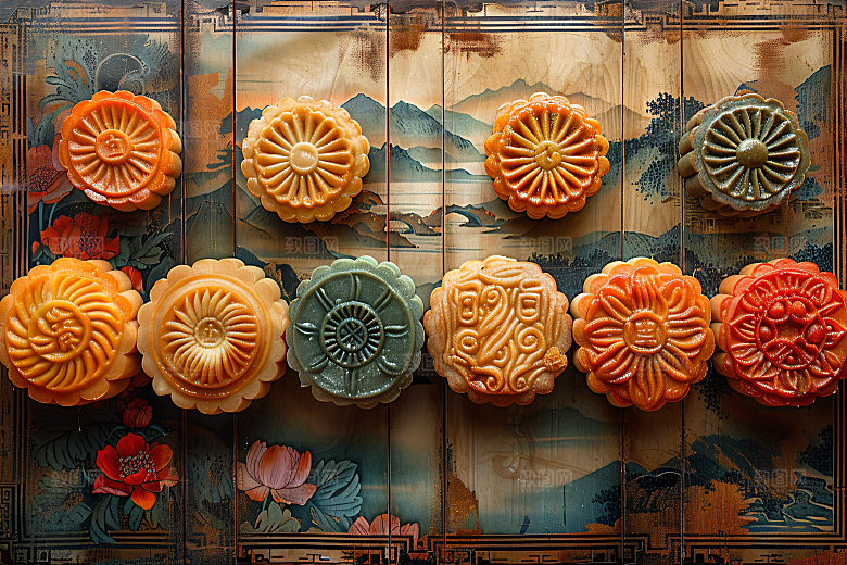 中秋月饼传统节日美食摄影图