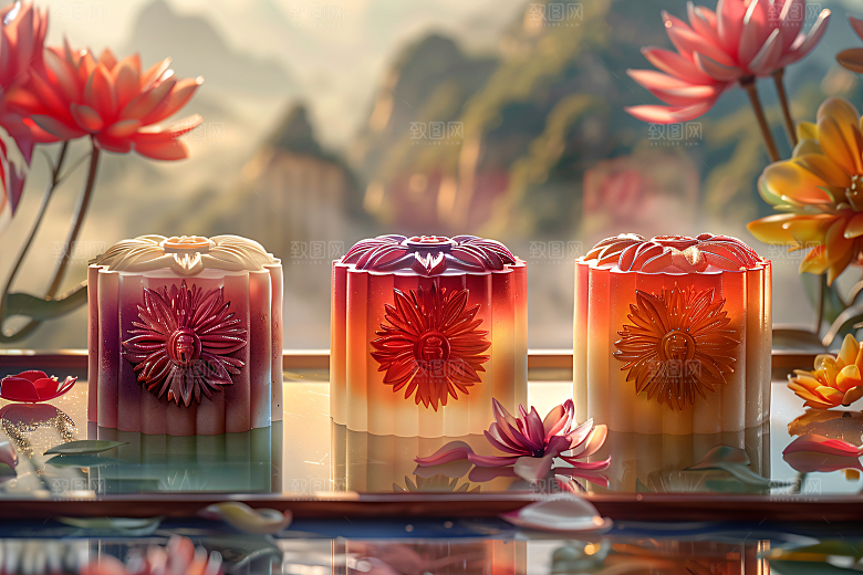 中秋月饼糕点中秋节摄影图