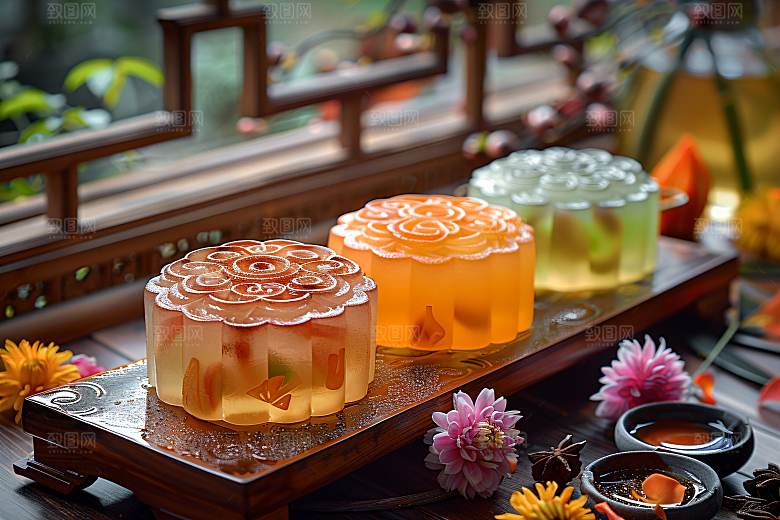 中秋月饼中秋节糕点摄影图