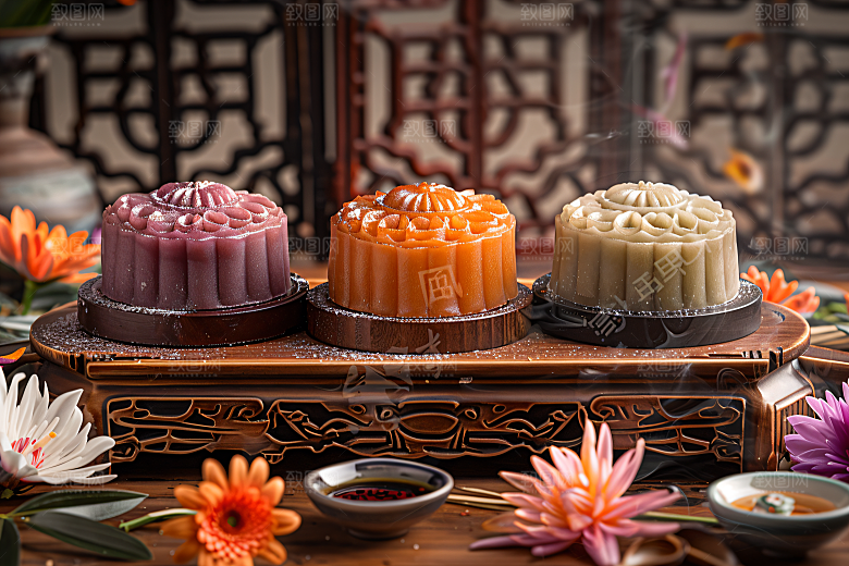 中秋月饼中秋节美食摄影图