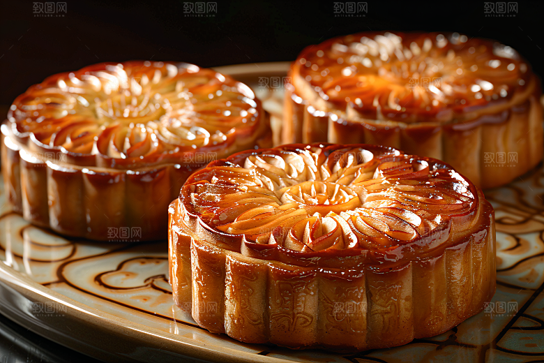 中秋月饼广式月饼甜点摄影图