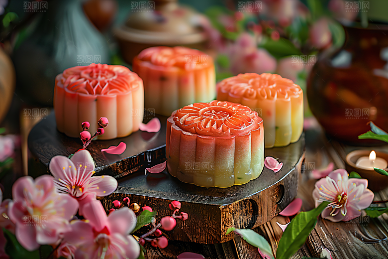 中秋月饼传统美食糕点摄影图