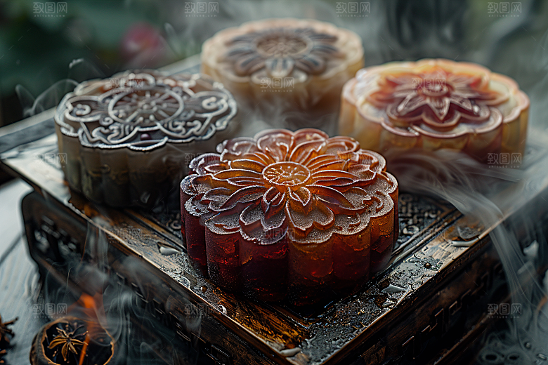 中秋月饼文化传统美食摄影图