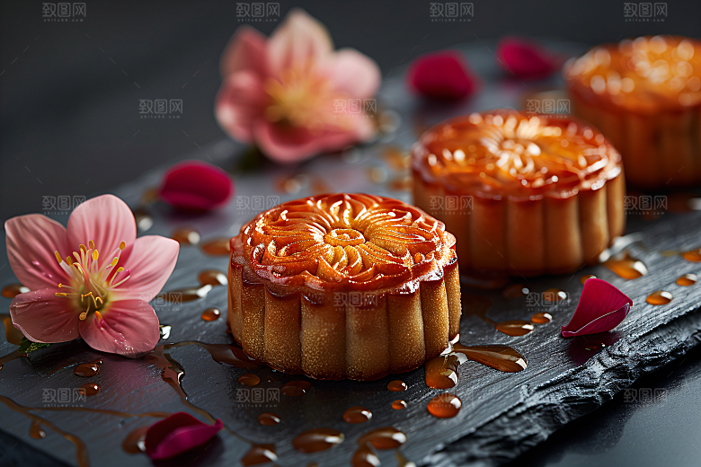 中秋月饼高清糕点摄影图