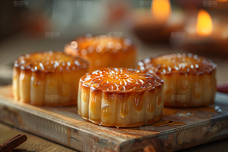 中秋月饼甜点高清摄影图