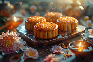 中秋月饼习俗莲蓉月饼摄影图