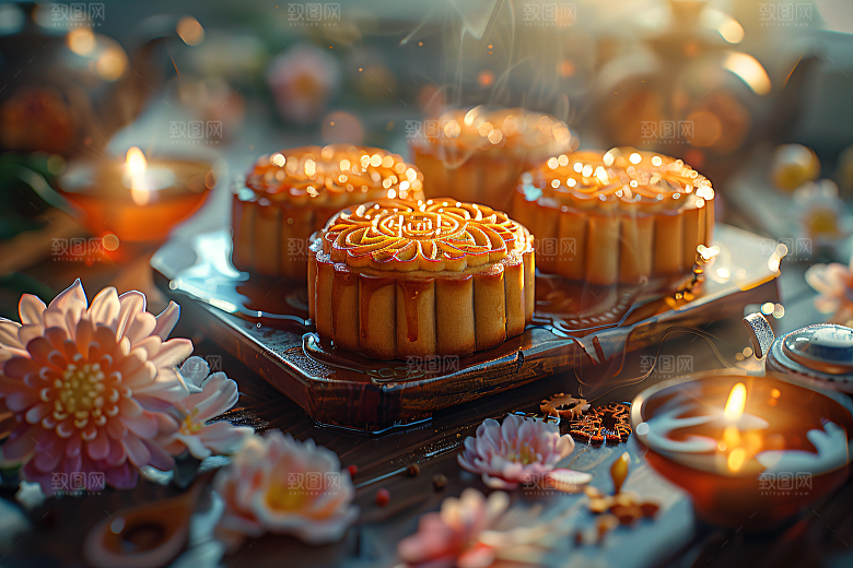 中秋月饼习俗莲蓉月饼摄影图