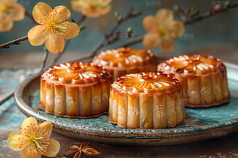 中秋月饼莲蓉月饼美食摄影图