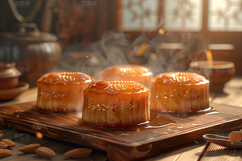中秋月饼高清广式月饼摄影图