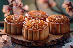 中秋月饼传统美食甜点摄影图