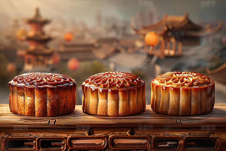 中秋月饼美味习俗摄影图